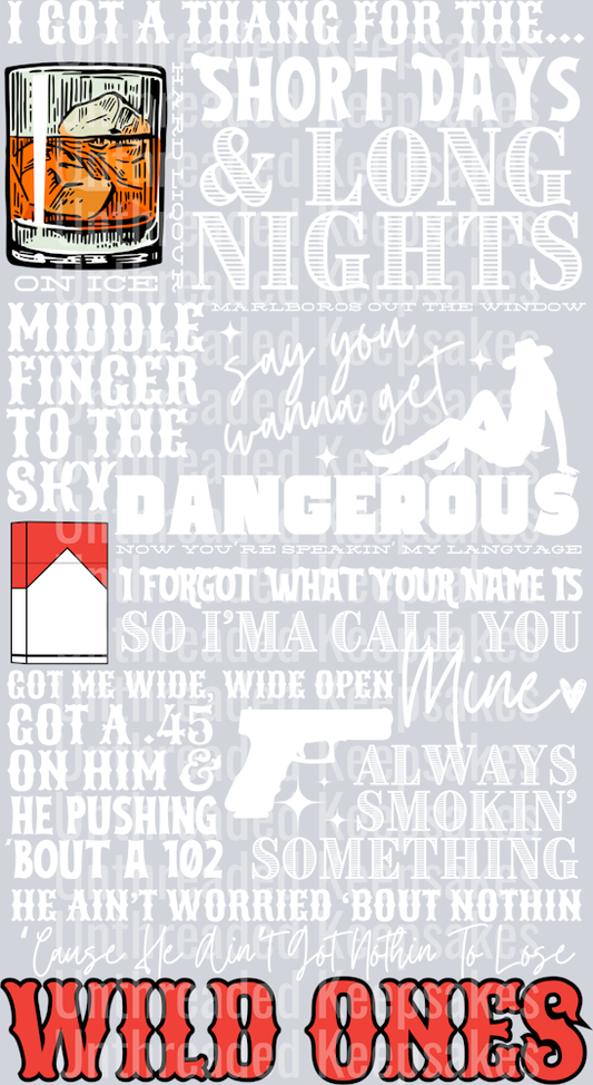 WILDONESWHTBACK  DTF Transfer