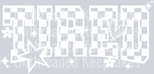 Tired single color white checker  DTF Transfer