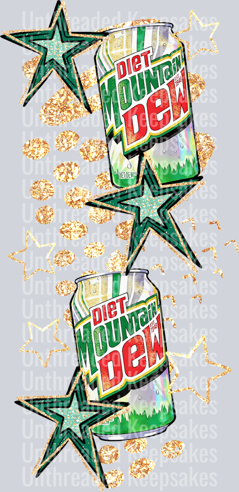 Caffeine Moutain Dew Diet Sleeves  DTF Transfer