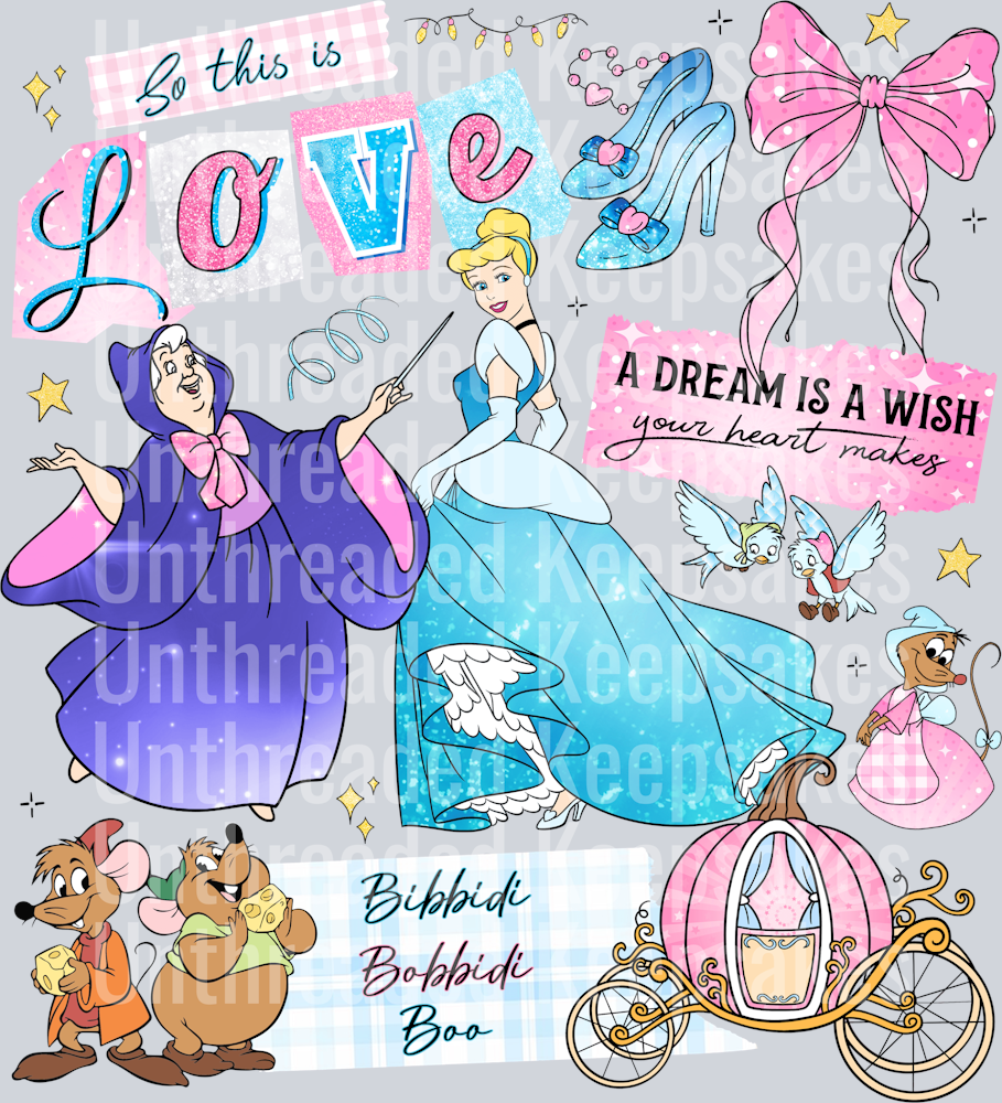 Cinderella CollageDTF Transfer