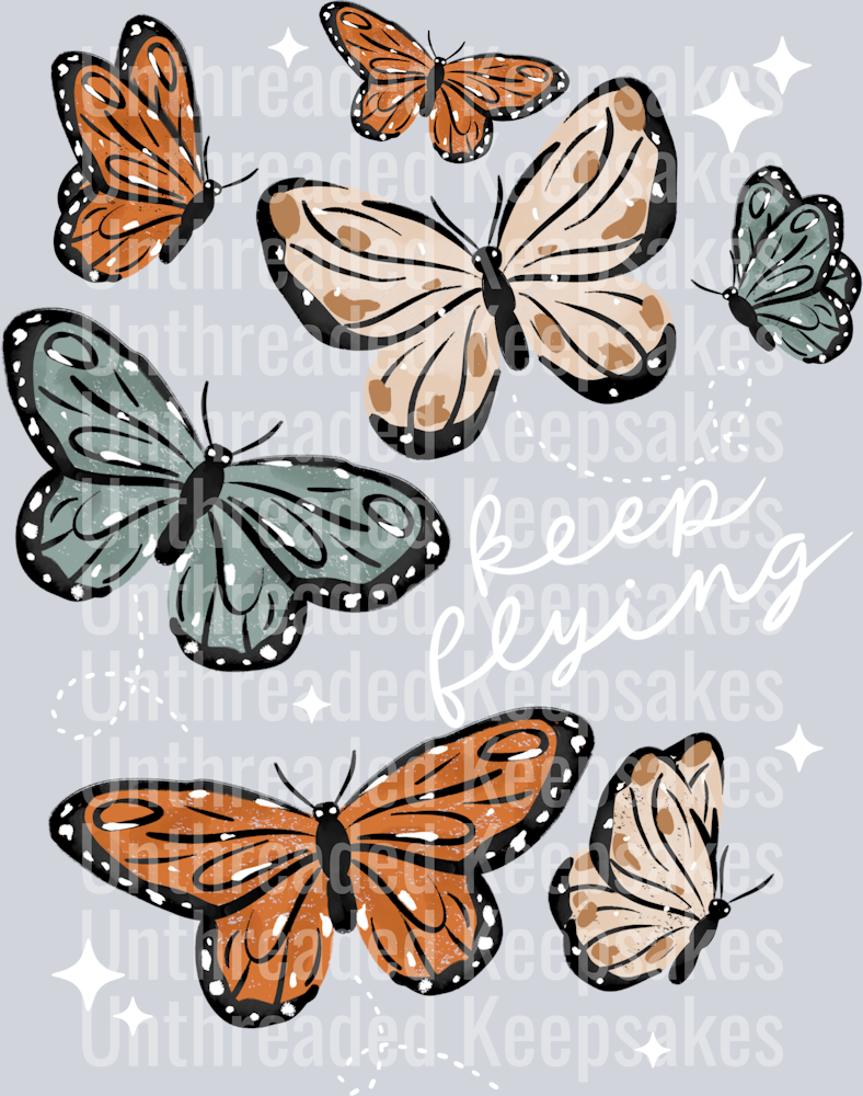 Keep_Going_Butterflies_White DTF TRANSFER