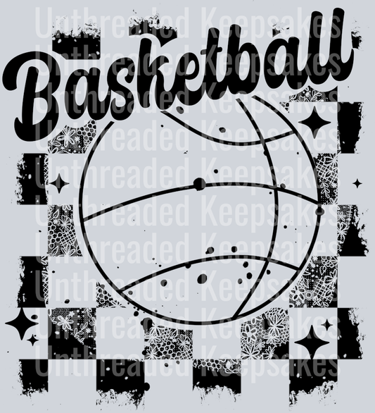 Basketball_Distressed_Single_Color_BlackDTF Transfer