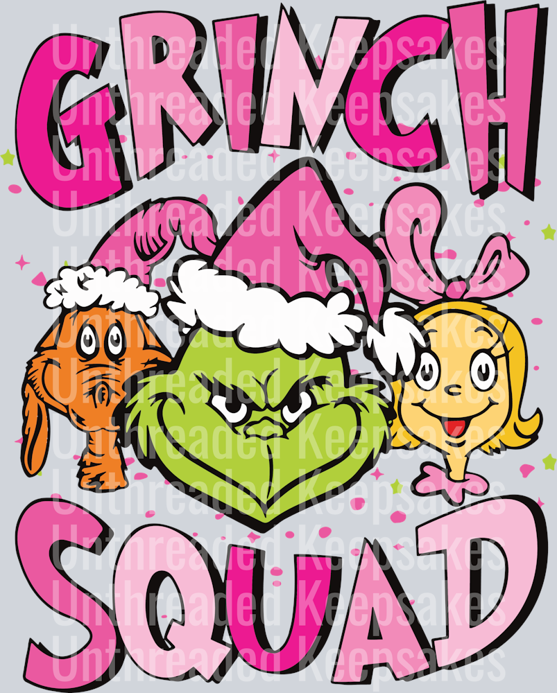 Retro Pink Christmas Grinch Squad DTF Transfer