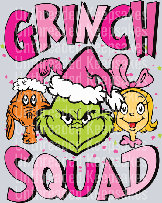 Retro Pink Christmas Grinch Squad DTF Transfer