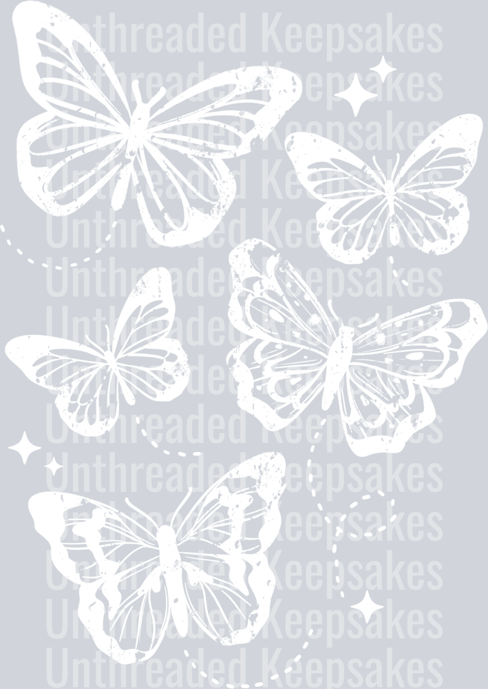 White Butterflies single colorDTF Transfer