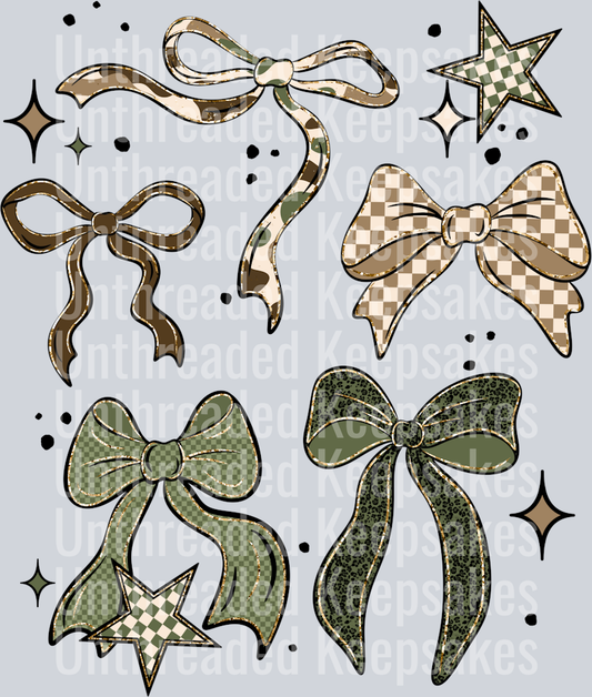 Camo_And_Checker_BowsDTF Transfer