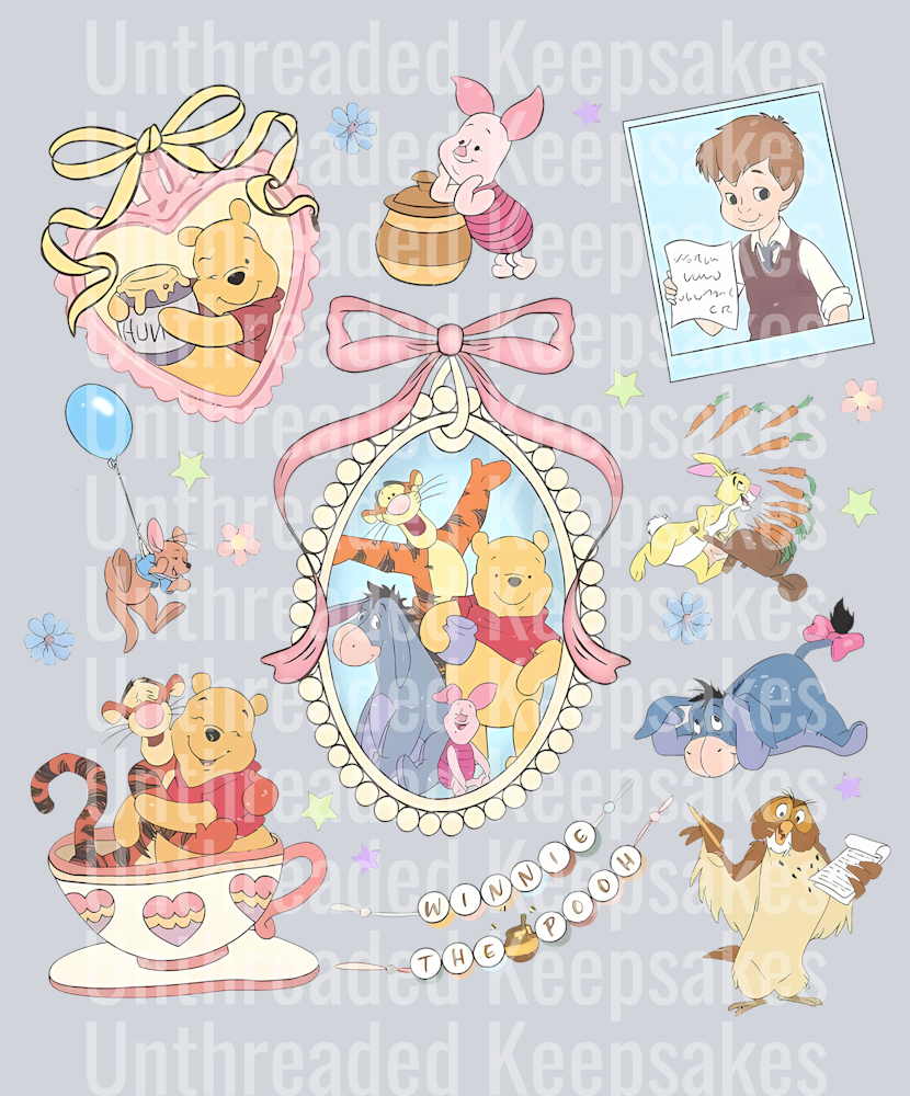 Retro Coquette Bow Winnie The Pooh Shirt, Pooh And Friends Shirt, Disney Pooh Shirt, Pooh T-Shirt, Pooh Bear And Co Tee, Winnie The Pooh Tee DTF Transfer