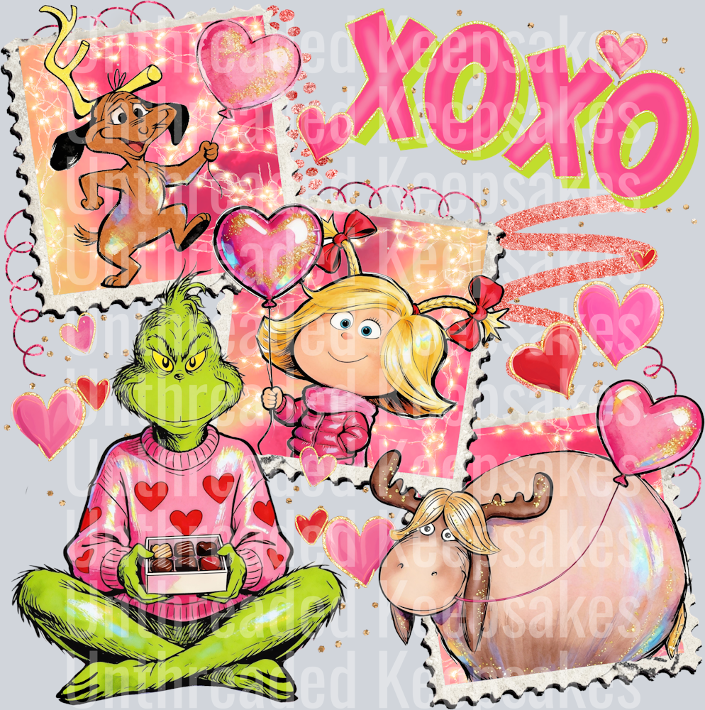 Grinch Valentine  DTF Transfer