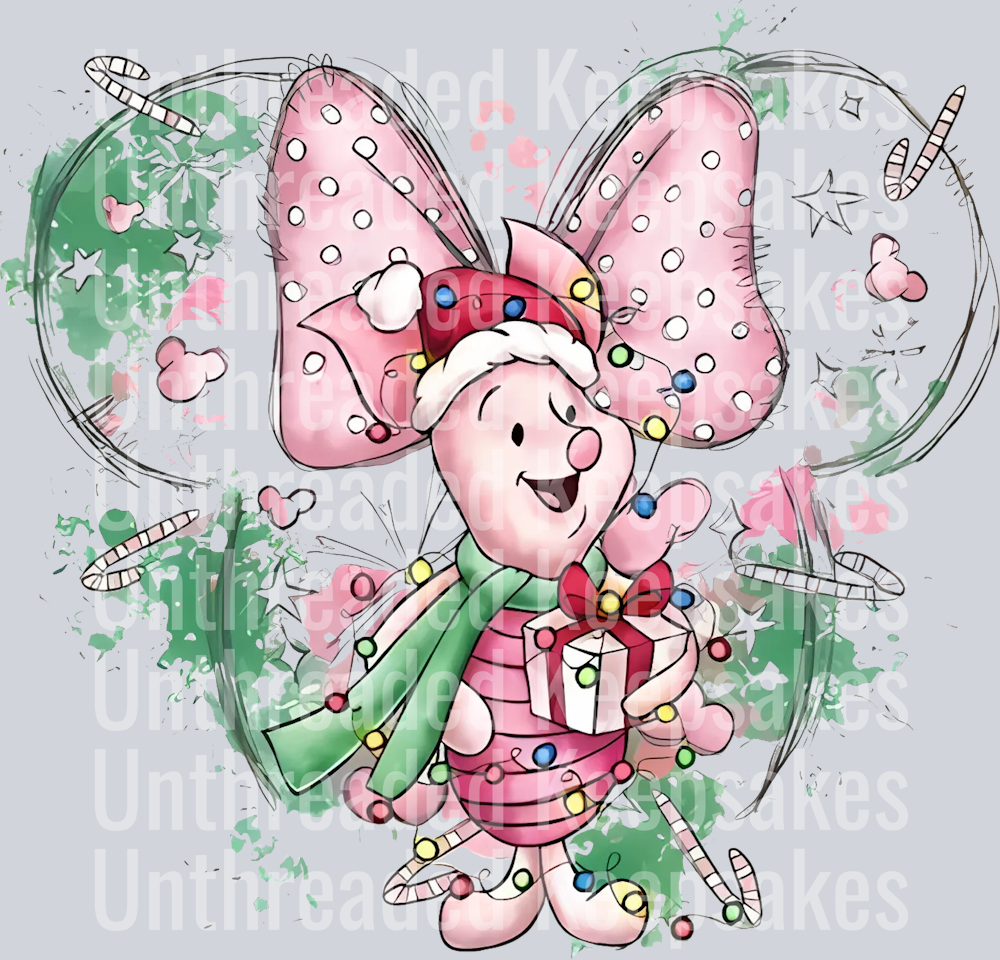 Disney Winnie the Pooh Characters Minnie Ears Christmas Piglet DTF Transfer