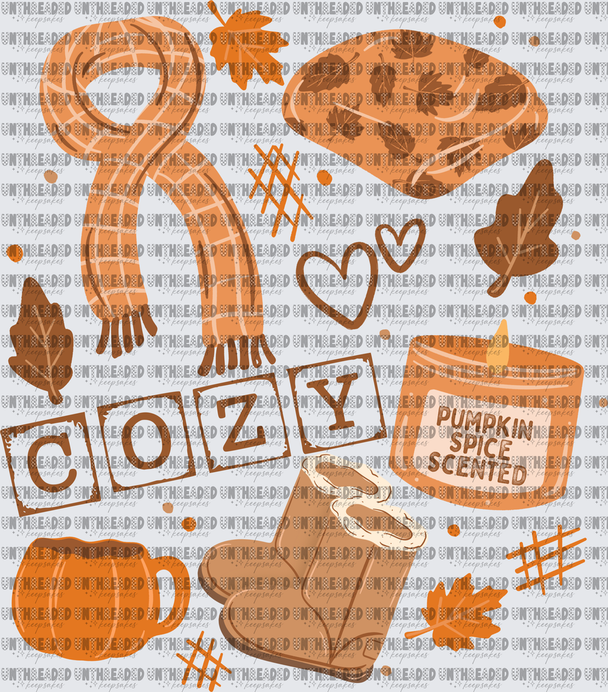Cozy Fall Autumn Plaid Scarf Pumpkin Spice Candle Ugg Boot