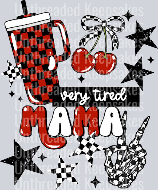 Very_tired_Mama_Red_Checker DTF Transfer