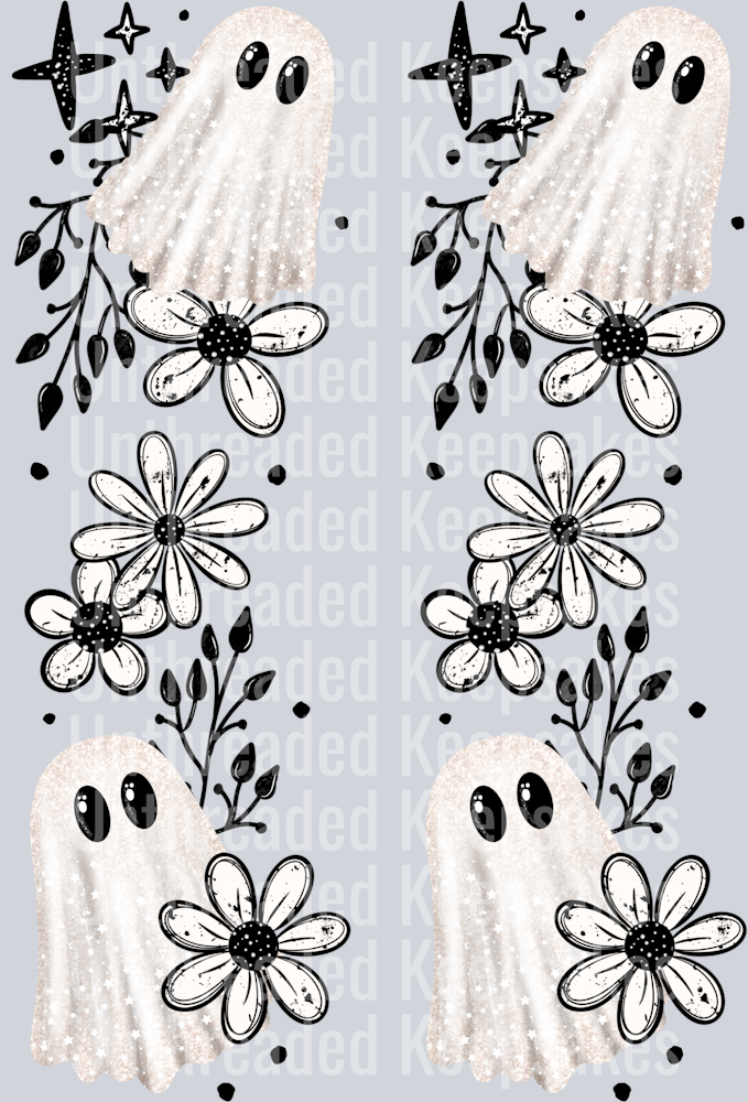 Grunge floral ghost sleeve DTF Transfer