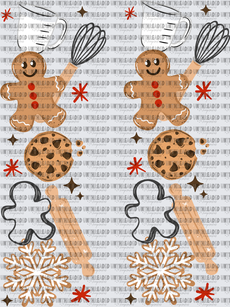 Christmas Holiday Baking Gingerbread Man Cookie Gang Sheet