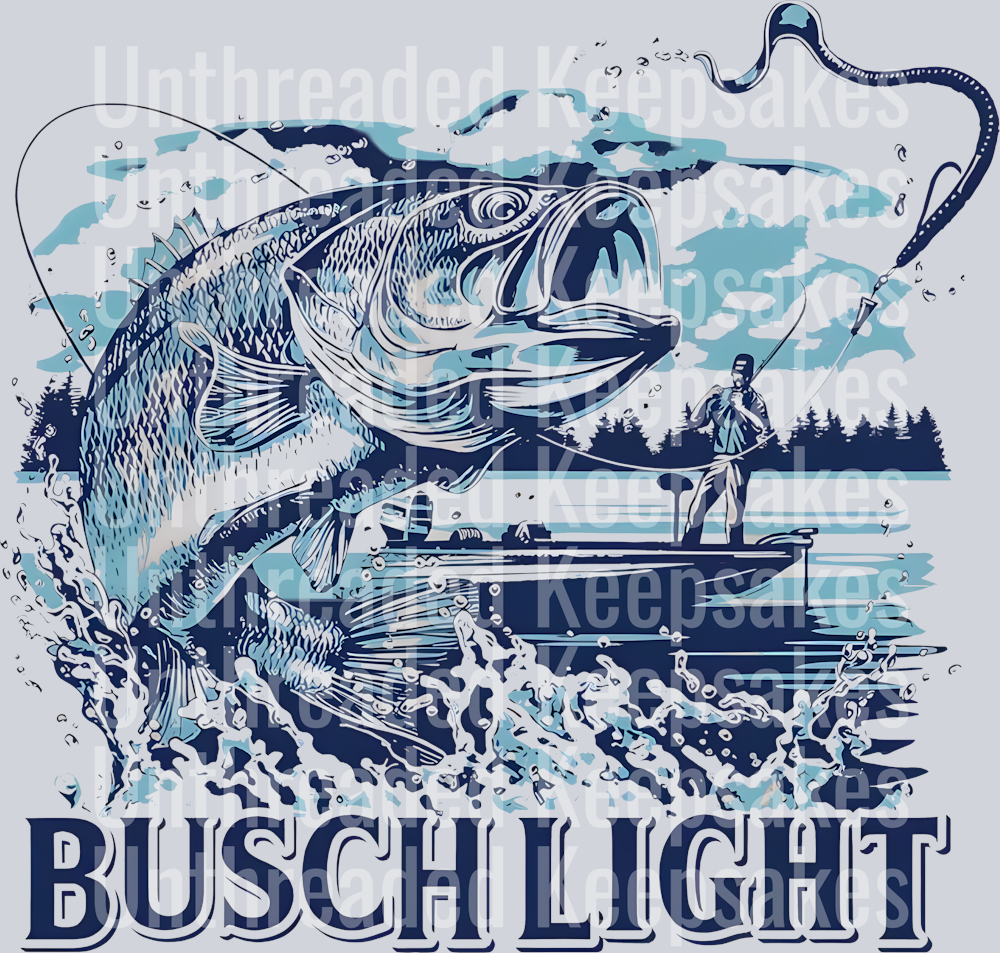 Busch Light Fishing Scene DTF Transfer