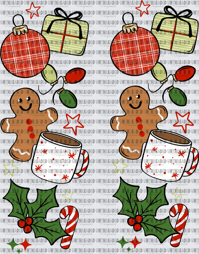 Christmas Gingerbread Man Hot Cocoa Holly Candy Cane Stack