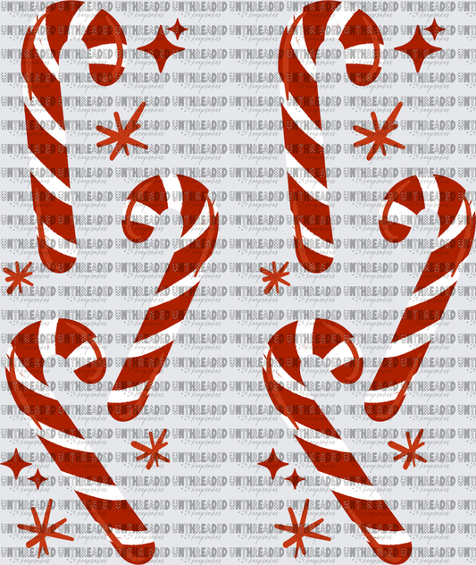 Red and White Christmas Candy Canes with Sparkle Stars