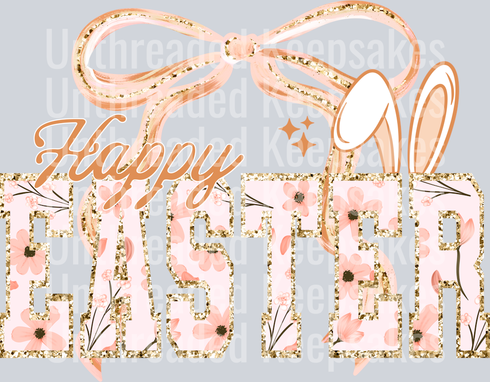 Pink Happy Easter DTF Transfer