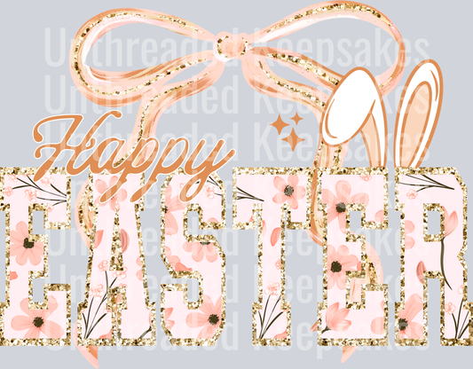 Pink Happy Easter DTF Transfer