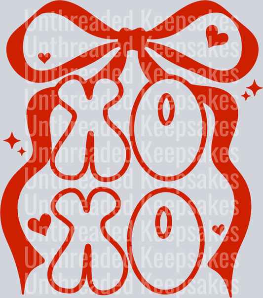Xoxo single color bow red DTF Transfer