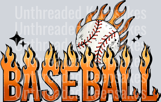 Baseball Flame  DTF Transfer