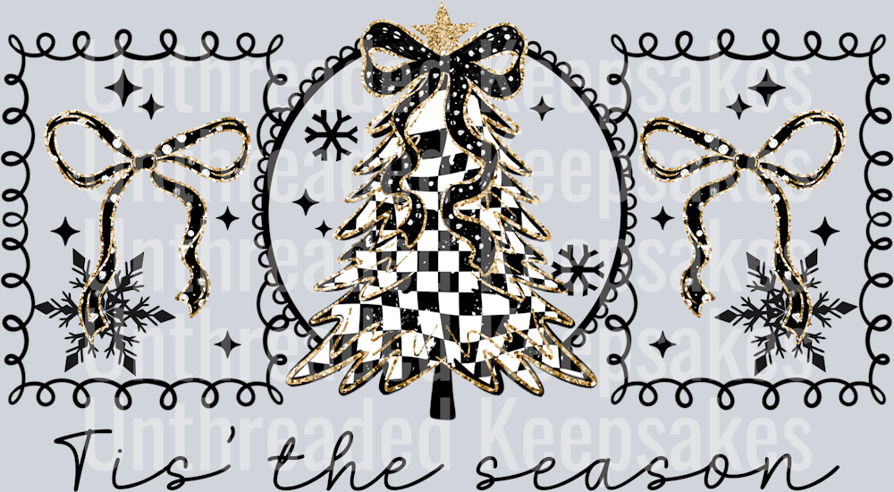 Tis_The_Season_Checker_Tree_Black_Words DTF Transfer