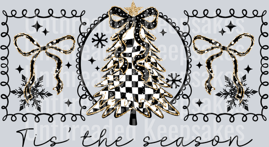 Tis_The_Season_Checker_Tree_Black_Words DTF Transfer