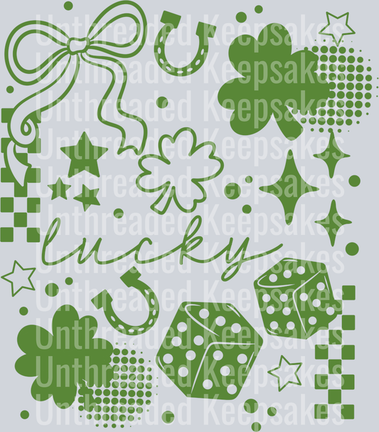Lucky_Collage_Single_Color_GreenDTF Transfer