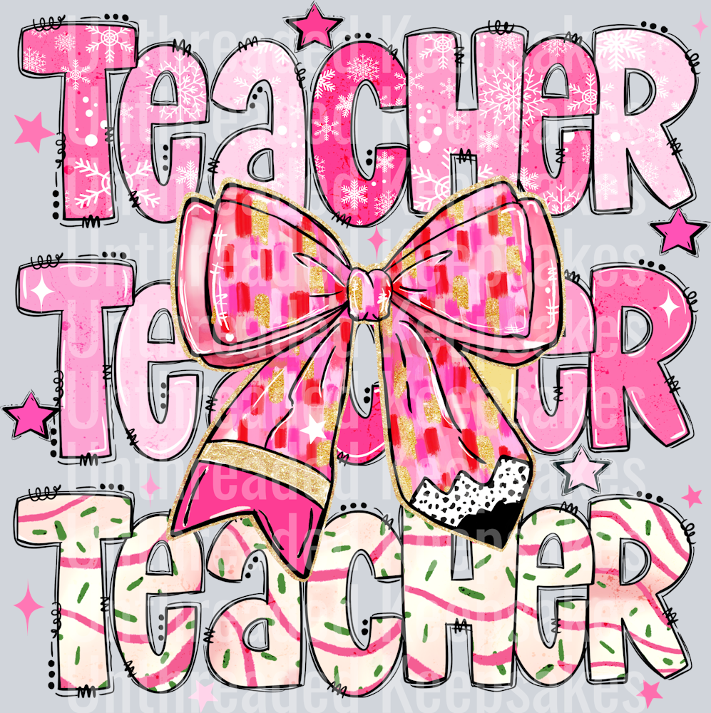 TeacherXmasBowDTF Transfer