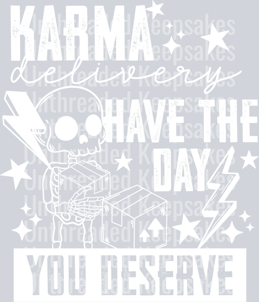 Karma_Delivery_Single_Color_WhiteDTF Transfer