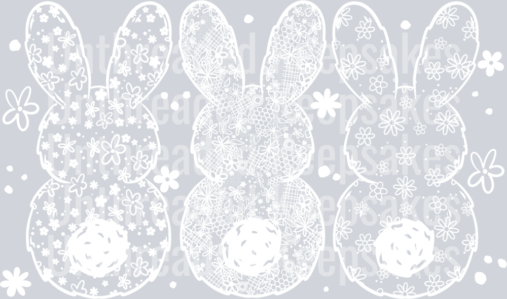 Bunnies White Single Color DTF Transfer