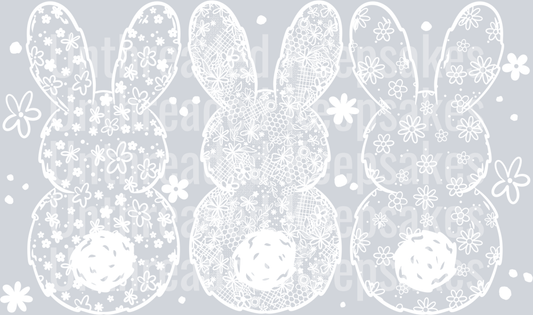 Bunnies White Single Color DTF Transfer