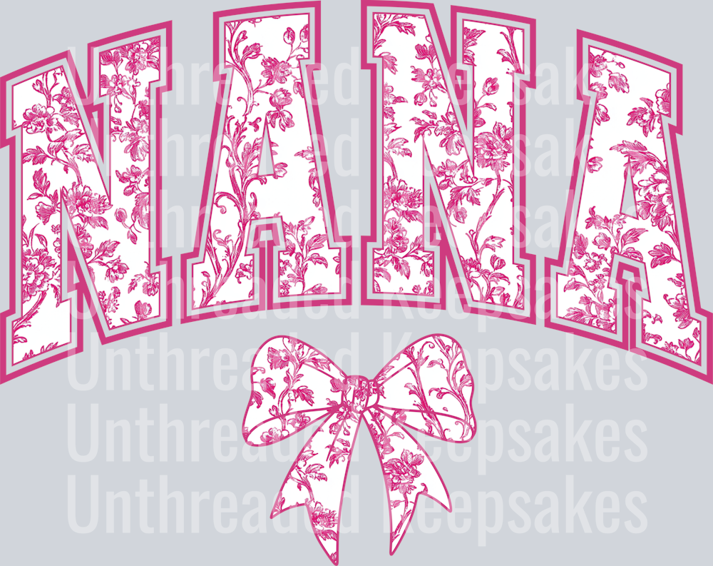 NanaChinoiserieCoquetteBow-Pink-DTF Transfer