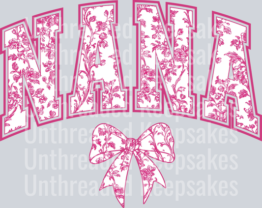 NanaChinoiserieCoquetteBow-Pink-DTF Transfer