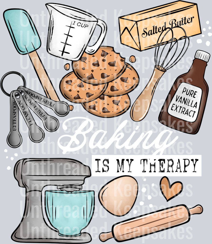 Baking_Is_My_Therapy_White_Text 2 DTF Transfer