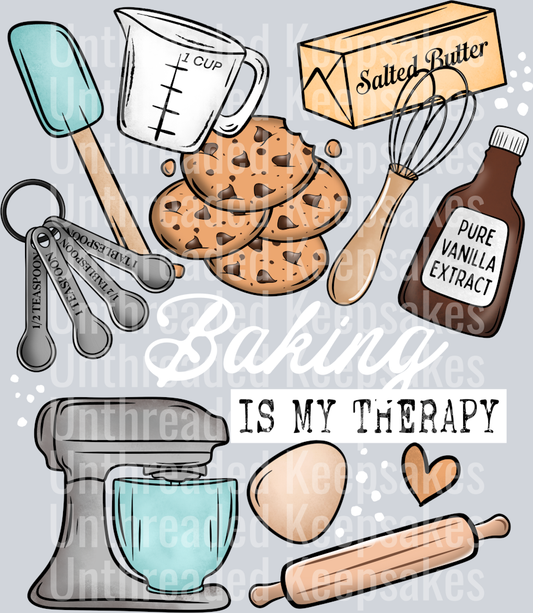 Baking_Is_My_Therapy_White_Text 2 DTF Transfer