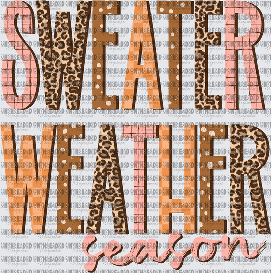 Sweater Weather Season Leopard Print Mixed Pattern Text
