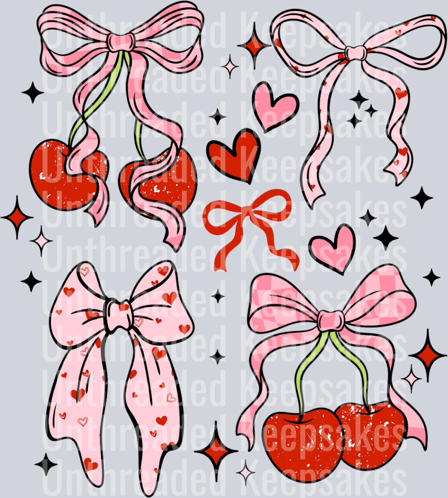 Cherry bow collage DTF Transfer