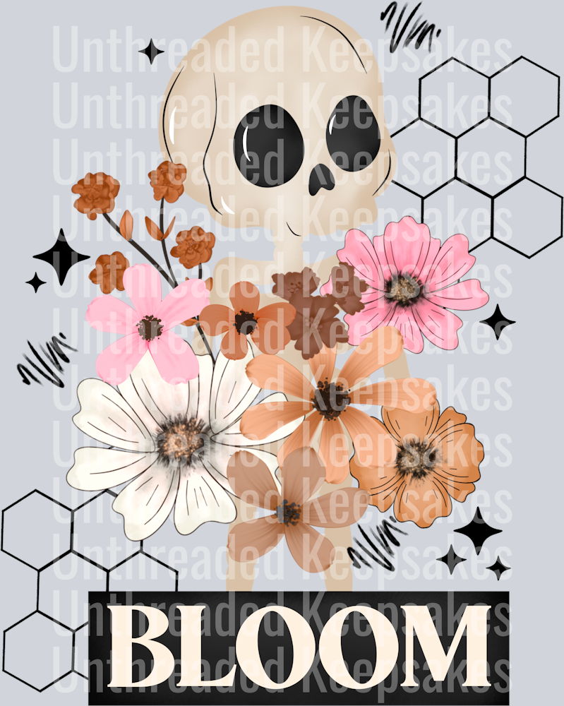Bloom_Black_HoneycombDTF Transfer