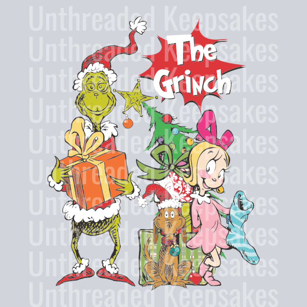 Retro The Grinch Christmas Gift DTF Transfer