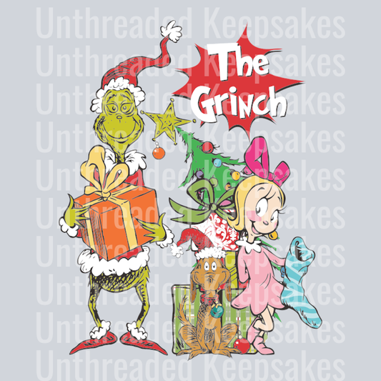 Retro The Grinch Christmas Gift DTF Transfer