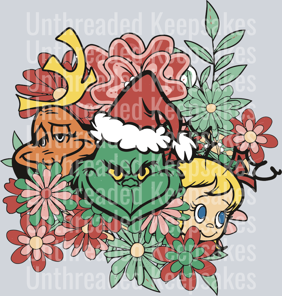 Floral Grinch Max Cindy Lou Who DTF Transfer
