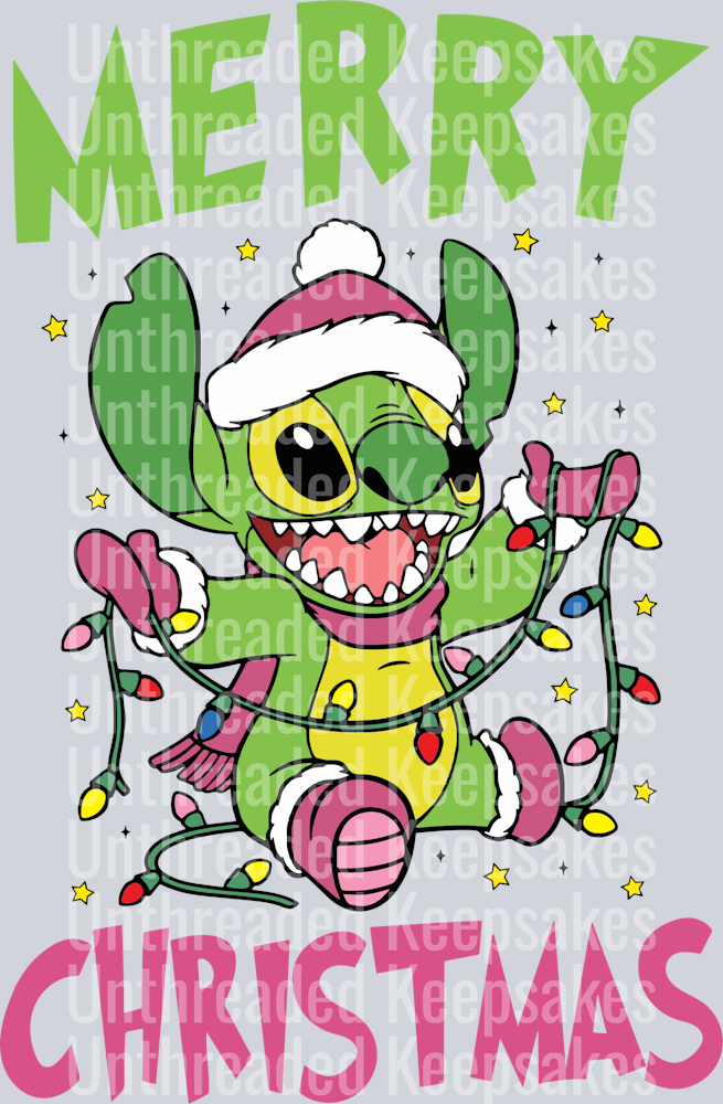 Merry Christmas Stitch Grinch Vibe DTF Transfer