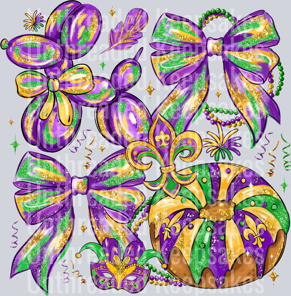 Mardi Gras Bow DTF Transfer