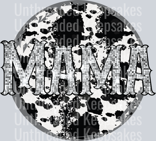 Silver and Cow Print MamaDTF Transfer