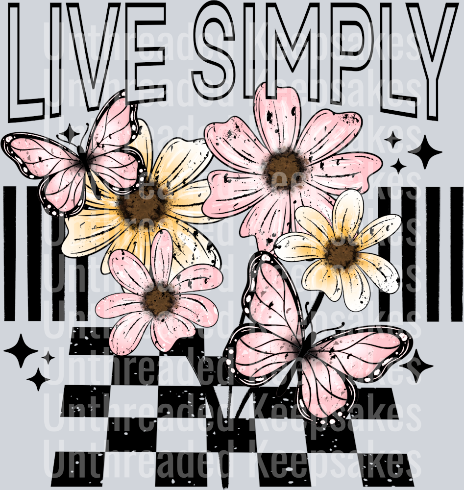 Live simply black words DTF Transfer