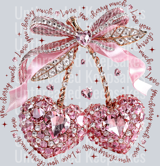 Cherry Hearts Glitter DTFTransfer