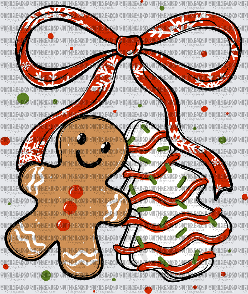 Gingerbread tree cake bow