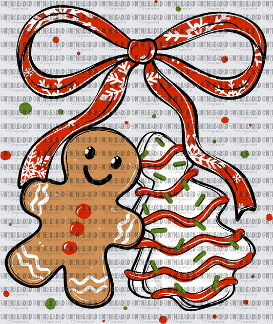 Gingerbread tree cake bow