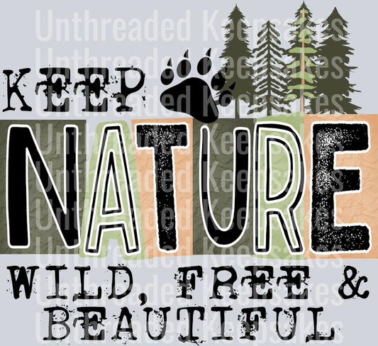 Keep_Nature_Wild_Black DTF Transfer