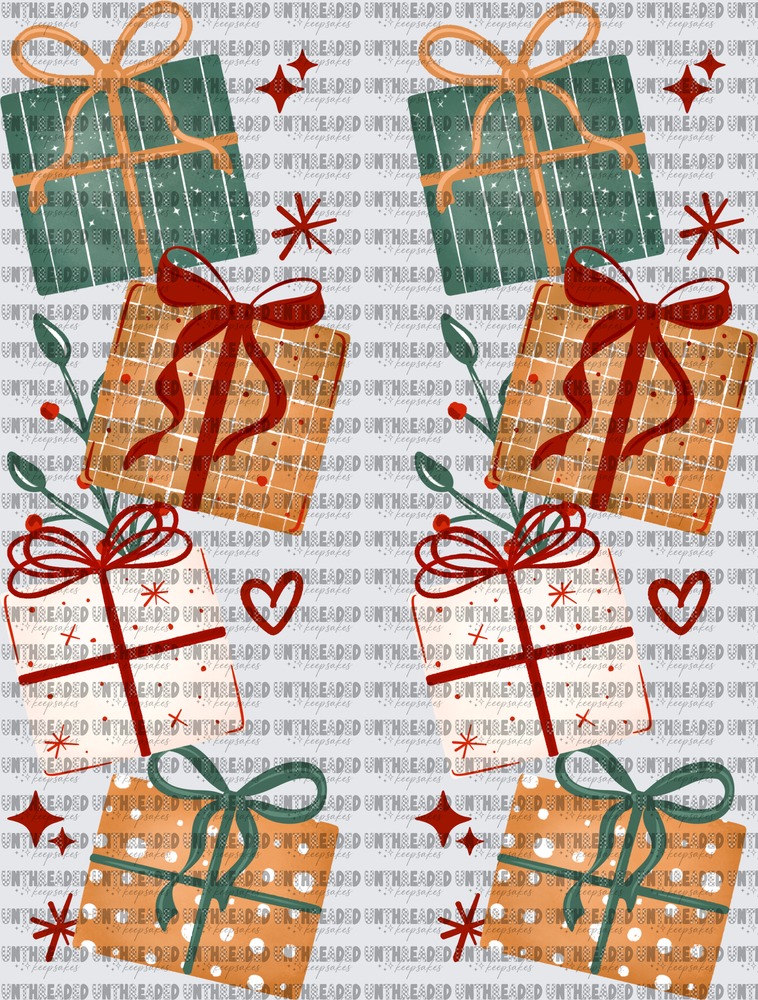Stacked Christmas Gift Boxes Holiday Presents Boho Design